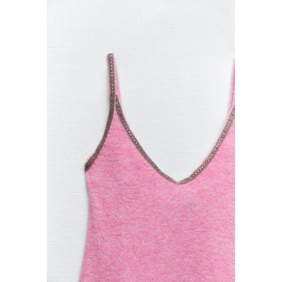 ZARA Wool Alpaca Beaded Strappy Dress - Picture 2 of 12